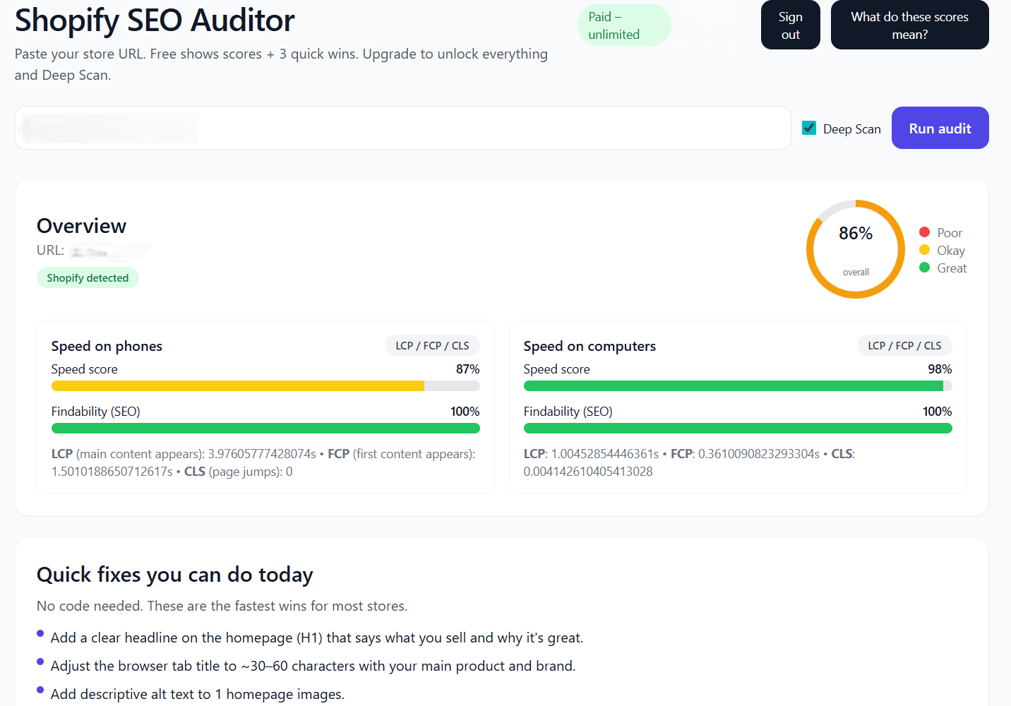 SEA-IO AI SEO auditor dashboard